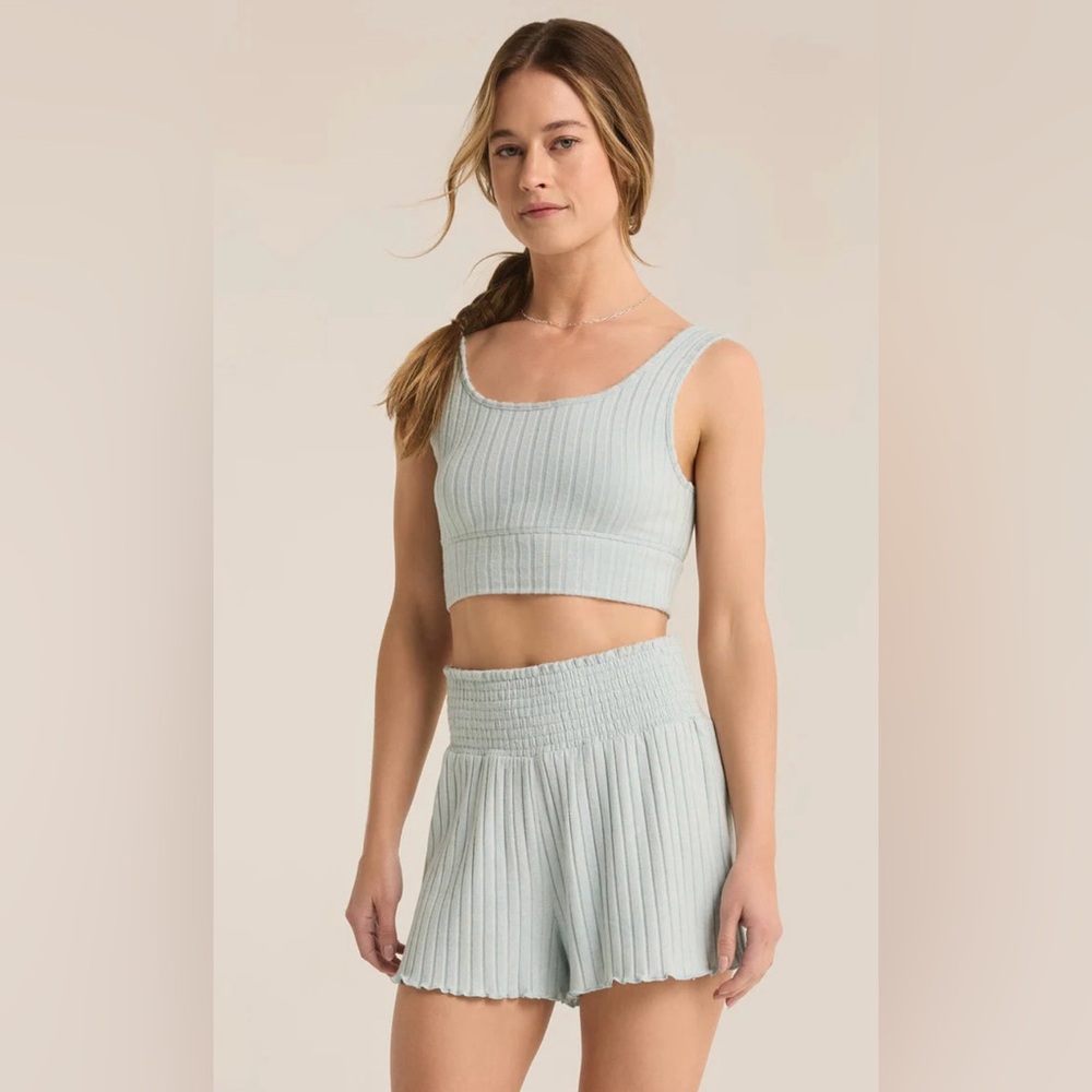 Z Supply Women’s XS Zoe Hazy Blue Ribbed Crop Top Bralette